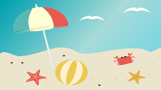 Dessin d'une plage ensoleillée